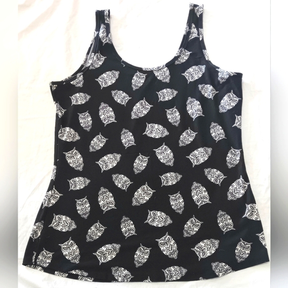 3/10 Owl Stretchy Tank Top XXXL XXL 2X Black White - Picture 1 of 3